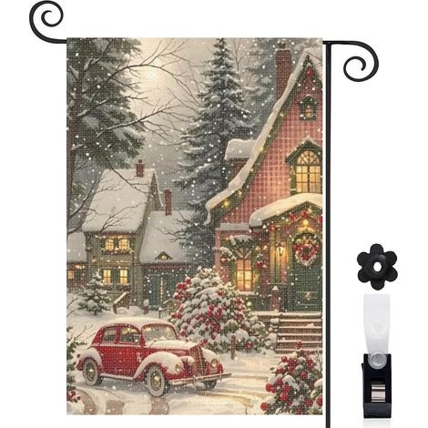 Drapeau de jardin vertical décoration saisonnière toile résistante double face 30 x 45 cm pour balcon terrasse (1/5)