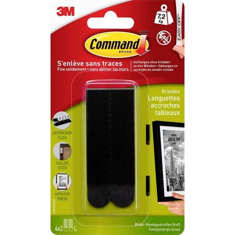 3M Command Befestigungsstreifen Schwarz Größe L Pack 8
