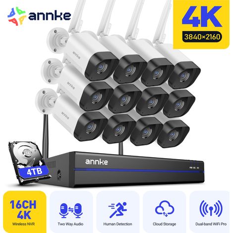 ANNKE 4K HD 16 Channel 12 Cameras Wireless NVR Security System with 24/7 Recording IP66 (1/5)