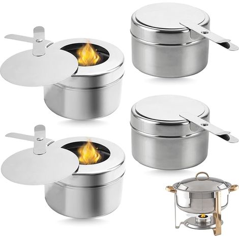 Fuel Paste Containers, Fuel, Stainless Steel Alcohol Burner, Alcohol, Barbecues, Buffets, Fondue (1/2)