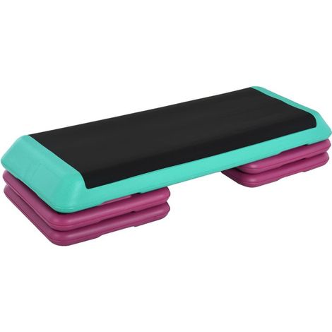 Stepboard réglable en hauteur 3 niveaux antidérapant fitness pour maison bureau en plastique noir vert violet (1/5)