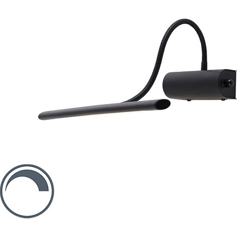 QAZQA Moderno Aplique de diseño negro 32 cm con LED y atenuador - Tableau Acero Alargada Incluye LED Max. 1 x 8 Watt