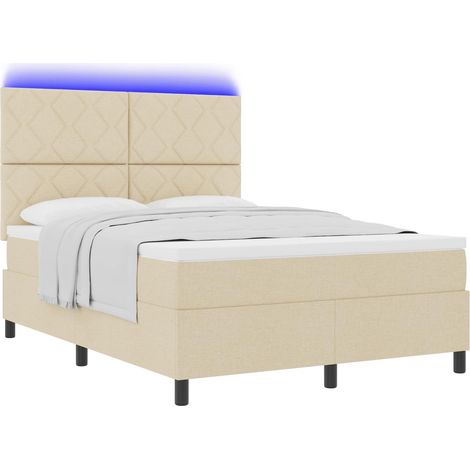 Maison Exclusive - Letto a molle con strisce LED Crema 160 x 200 cm Tessuto (1/5)