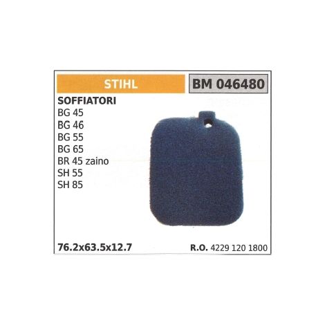 Filtre à air STIHL pour souffleur BG 45 46 55 65 SH 55 85 046480