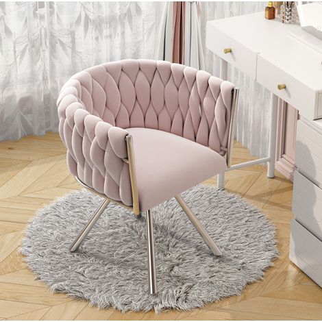 Drehstuhl aus Samt in Rosa 59,69/55,25/45,72 cm mit ergonomischer Rückenlehne (1/5)