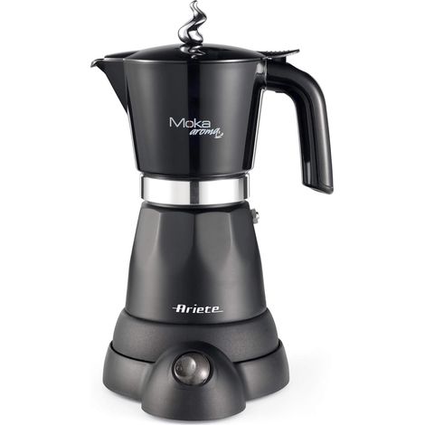 Cafetière moka 6 tasses noire avec minuterie