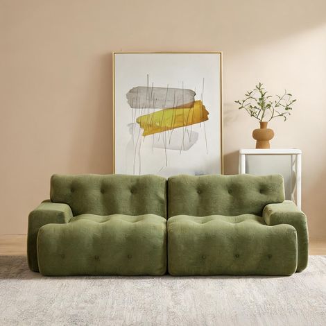 Canapé vert chenille 224 cm sans montage Cloud Sofa en chenille (1/5)