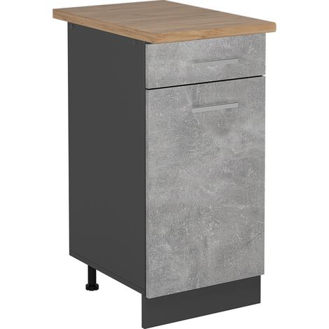Mueble bajo de cocina R-Line, Hormigón, 40 cm , ET Roble, Vicco