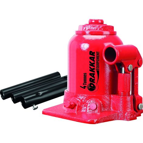 Drakkar Equipement – Cric bouteille hydraulique télescopique 4T – Charge maximale 4 tonnes – Hauteur levée 390 mm – Descente lente pour sécurité (1/5)