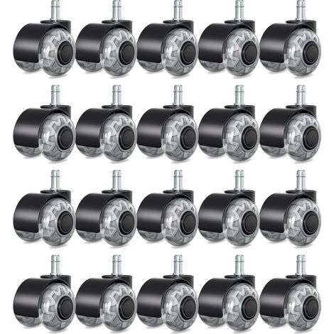 SWANEW 20 pezzi Ruote per sedie da ufficio.Rotazione silenziosa a 360°. resistenti all'abrasione e ai graffi. 11x22 mm. Ruote piroettanti (1/5)
