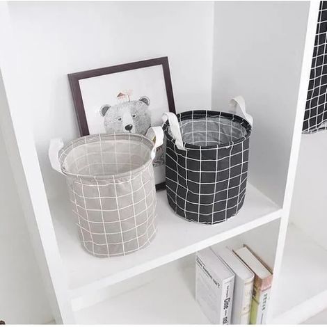 Lot de 2 Panier à Linge 40x50CM en Tissu de Coton Multifonction de Paniers Pour Boîte Sac de rangement Barils de Stockage (1/4)