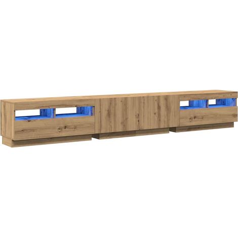 Mueble de TV luces LED madera roble artisan 260x35x40 cm vidaXL