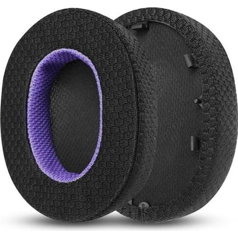 Coussinets d'oreille de rechange pour casque Sony WH-1000XM5 - Noir/Violet en maille (1/4)