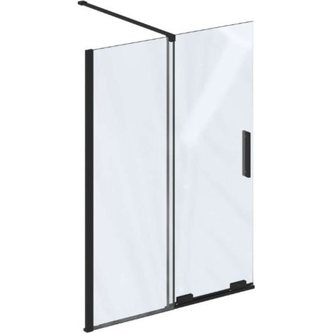 Ravak Roll - Badewannenaufsatz 110x150 cm, schwarz/Klarglas X786D0300Z1 (1/3)