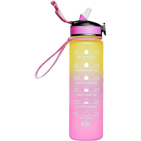 Gourde isotherme 1000 ml gratuite avec indicateur de temps et motif motivant, couleur dégradée, idéale pour l'extérieur.-Style 5 (1/5)