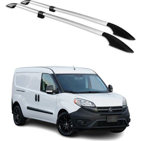 Barres de Toit longitudinales pour Fiat Doblo Maxi 2010-2021 Aluminium Gris