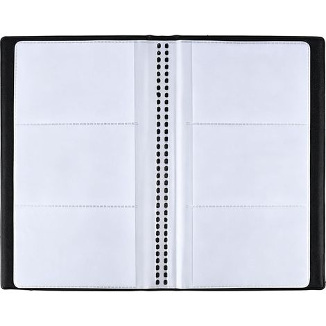 Business Card Ring Binder for 240 Cards with Matte Black Leather Look Cover, Business Card Holder and Bank Card Pouch for Office, Organization and Business Card Storage (1/5)