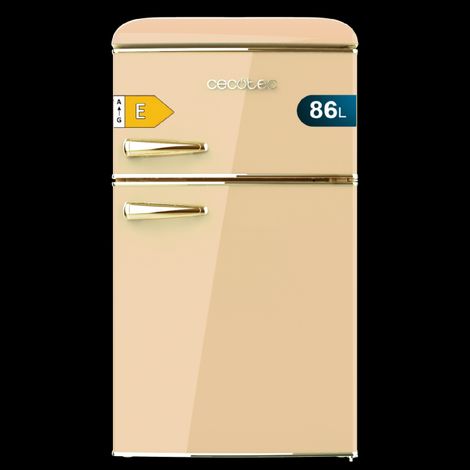 Cecotec Petit réfrigérateur - Réfrigérateur 2 portes - Retro 86L - Bolero CoolMarket 2D Origin 86 Beige E. 89,3cm de Hauteur et 48,7cm de Largeur, classe énergétique E, bac à glaçons, éclairage intéri (1/5)