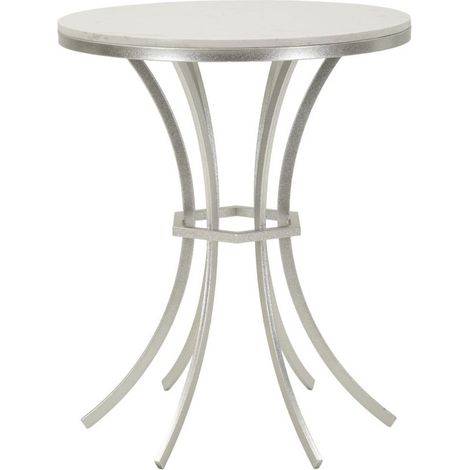 Table d'Appoint Ronde "Istanbul" 68cm Blanc & Argent