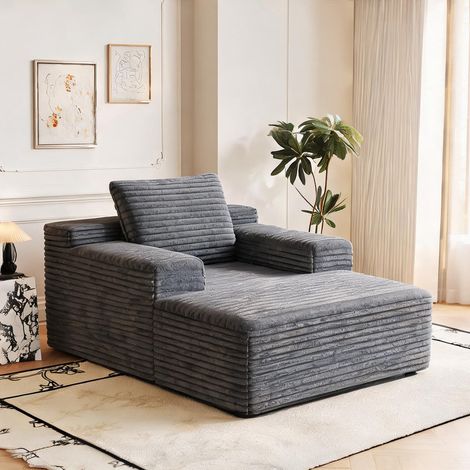 Sofa modulaire d'angle en velours côtelé gris classique 115 x (1/5)