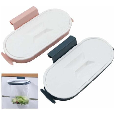Lntyq Lot de 2 porte-sacs poubelle suspendus pour sacs poubelle - Au-dessus de l'armoire, porte-sacs en plastique pour collecter les déchets de cuisine et garder la cuisine propre (2 pièces) (1/5)