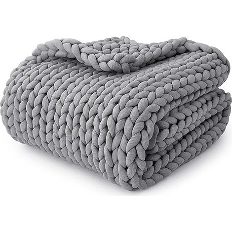 Couverture câline, Couverture tricotée douce, hiver, confortable, couverture légère, couverture chaude en peluche, couverture lestée pour canapé-lit, chaise de canapé, Bleu, 50 x 50 cm (1/5)