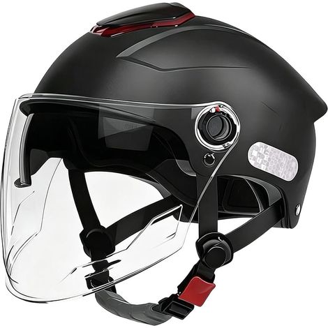 Casque de Moto d'été – 26,5 x 22,5 x 17 cm, Couvre-Chef Respirant Absorbant Les Chocs, visière Pare-, Hommes Femmes Adultes, Voyages en Ville Urbaine Équipement de Conduite de sécurité routièr