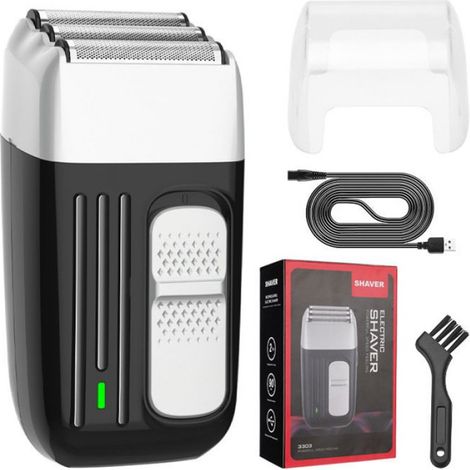 Rasoir électrique Rechargeable pour hommes, Machine à raser humide et sec avec 3 lames, Machine à raser Rechargeable (1/4)