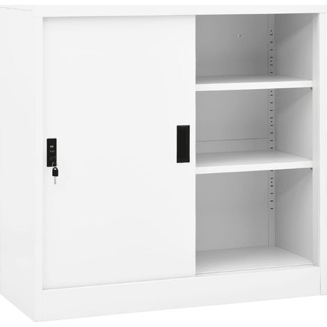 vidaXL Armadio per Ufficio Anta Scorrevole Bianco 90x40x90cm Acciaio