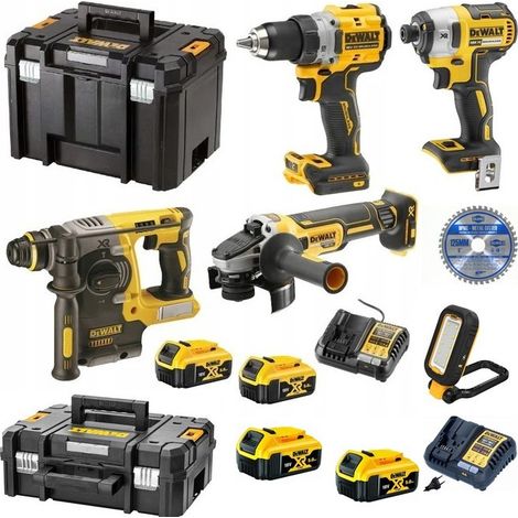 PACK 5 OUTILS DEWALT ,4  batteries 5Ah 18v,2 chargeurs + disque.DCD800/DCF887/DCH273/DCG405/DCL182-XJ