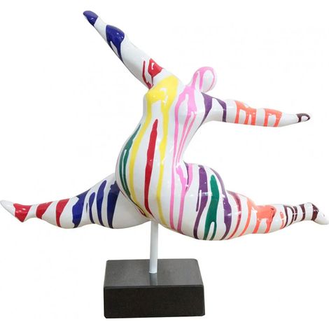 Sculpture Femme en résine peinture multicolore H 46 cm - LADY RUN 01 (1/3)