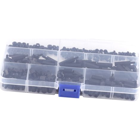 Kit de 250 Entretoises Filetées M3 en Nylon, Écrous Hexagonaux et Vis (Assortiment de Colonnes Mâles M3)