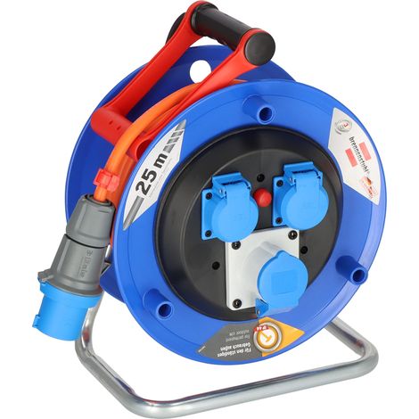 Brennenstuhl Garant - Avvolgicavo da campeggio, CEE, 230 V, 25 m, cavo (H07RN-F 3G2,5, colore arancione, per uso continuo in esterni, IP44, prodotto in Germania) (1/5)