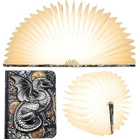 Lampe Livre Led Pliante, 3 Couleur Veilleuse et Lampe de Chevet Rechargeable USB Multicolore, Lampe d’Ambiance, Idée Cadeau pour Noël, Anniversaire, Homme, Femme et Enfant (1/5)
