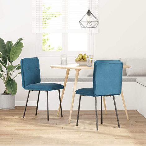 Lot de 2 Chaises à manger,Chaise de cuisine Bleu Velours CFW56070 (1/5)