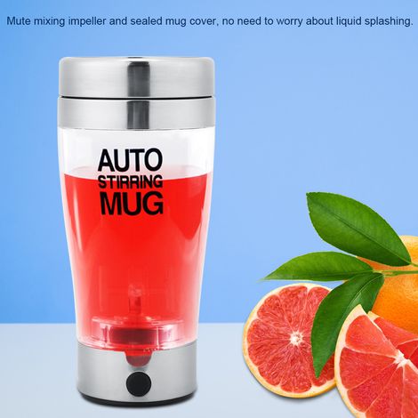 Tasse électrique 400ml en acier inoxydable, gobelet mélangeur automatique pour lait, jus, café (1/5)