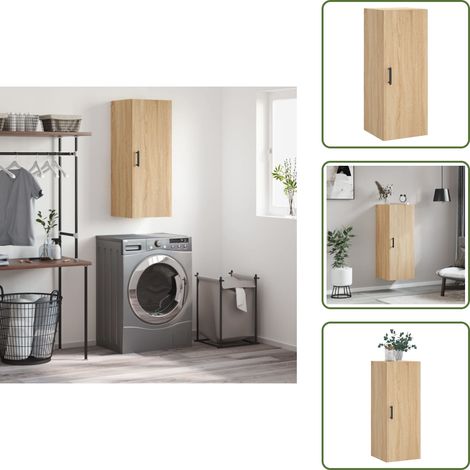 The Living Store Wandschrank Sonoma-Eiche 34,5x34x90 cm - Holzschrank (1/5)
