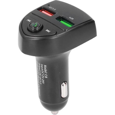 Adaptateur Bluetooth 5.0 Voiture, Chargeur USB Double Port, Émetteur FM sans Fil, Charge Rapide, Appel Mains Libres (1/4)