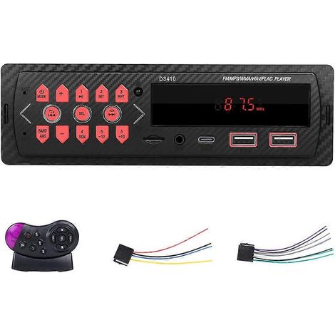 Autoradio 1 DIN intégré au tableau de bord, stéréo numérique Bluetooth, lecteur MP3, entrées USB/SD/AUX (1/5)