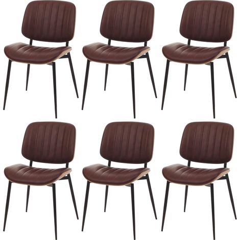 Lot de 6 chaises de salle à manger HWC-O44 chaise de cuisine bois courbé simili-cuir Oeko-Tex MVG - naturel marron vi (1/5)