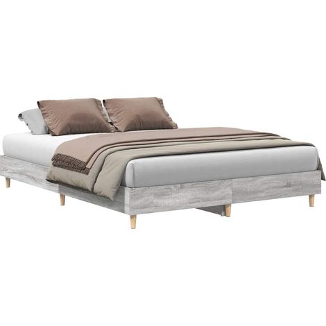 Maison Exclusive - Bettgestell ohne Matratze Grau Sonoma 150x200 (1/5)