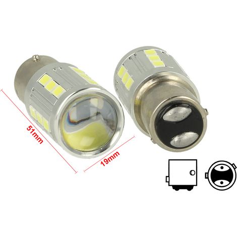 Lampada Led BAZ15D 1157 P21/4W 12V 24V 21 Smd 5730 Super Bianco Luminoso Piedi Storti Asimmetrica (1/3)