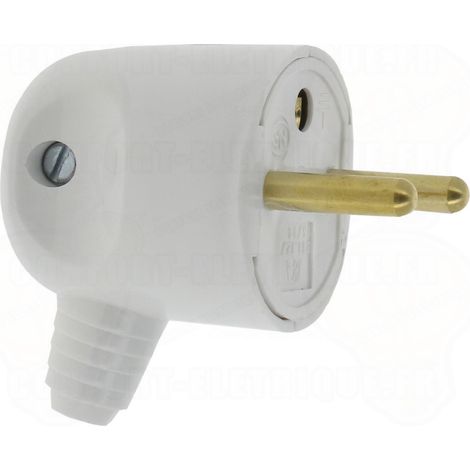 fiche male 16a 2p+t en plastique couleur blanc