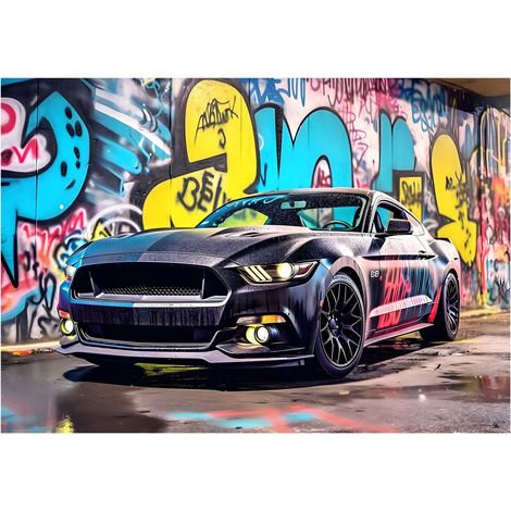 Papier peint 3D pour enfants voiture et graffiti – décoration murale pour chambre d'adolescent – 350 x 250 cm Wallarena (1/4)