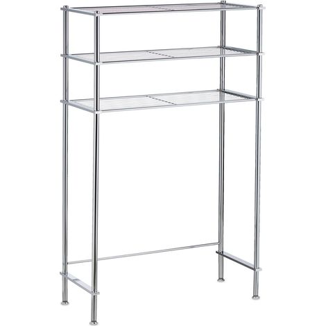 Scaffale da parete multiuso per bagno 90 x 25 x 180 cm salva-spazio moderno in metallo argentato 130009827