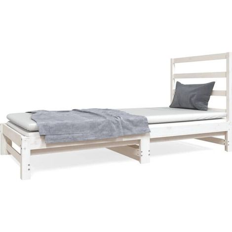 Lit coulissant blanc sans matelas, 2 x (90 x 190 cm) (1/5)