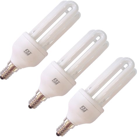 ORION91 Pack x 12 unidades Bombilla CFL 3U 11w E14 Mini -T3 6000h Blanco Frío 6400K Orion91 Simply - SpazioLuzio