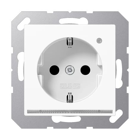 Jung Enchufe SCHUKO® con luz de orientación LED, 16 A 250 V , SAFETY+, termoplástico, Serie AS/A, alpinweiß A 1520-O WW LNW