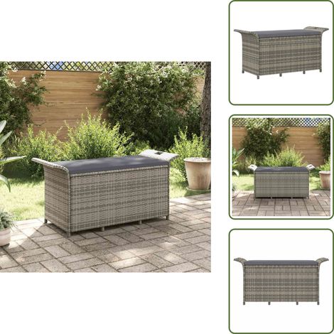 Panca in acciaio - vidaXL Panca da Giardino con Cuscino Grigio 116x46x57 cm in Polyrattan - Panca esterna