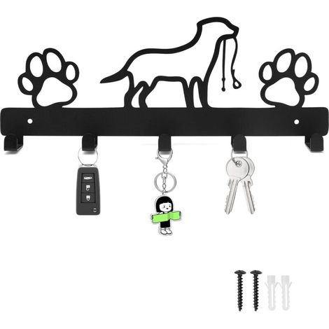 Porte-manteau pour chien avec 5 crochets, Porte-clés Porte-laisse pour chien mural, porte clef mural, Crochet Porte-manteau mural pour accessoires pour chiens Sacs Clés Vêtements (32x (1/5)
